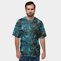 Футболка оверсайз мужская Blue Abstract Узоры, цвет: 3D-принт — фото 2
