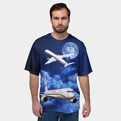 Футболка оверсайз мужская Пассажирский самолет Ту-214, цвет: 3D-принт — фото 2