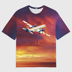 Футболка оверсайз мужская Самолет Ил 114-300, цвет: 3D-принт