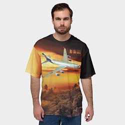 Футболка оверсайз мужская Гражданский самолет Ил 96-300, цвет: 3D-принт — фото 2