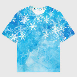 Мужская футболка оверсайз Новогодние снежинки