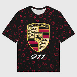 Футболка оверсайз мужская PORSCHE 911 Капли Дождя, цвет: 3D-принт