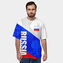 Футболка оверсайз мужская RUSSIA - SPORTWEAR - ТРИКОЛОР, цвет: 3D-принт — фото 2