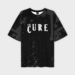 Мужская футболка оверсайз The cure серые потеки