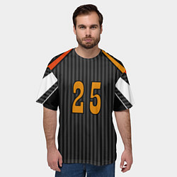 Футболка оверсайз мужская Комбинированный полосатый спортивный узор, цвет: 3D-принт — фото 2