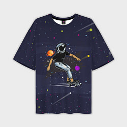 Футболка оверсайз мужская Космонавт - скейтбордист, цвет: 3D-принт