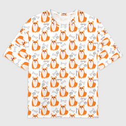 Футболка оверсайз мужская Улыбающиеся корги с косточками Паттерн на белом фо, цвет: 3D-принт