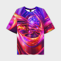 Мужская футболка оверсайз Abstract color neon composition Абстрактная неонов