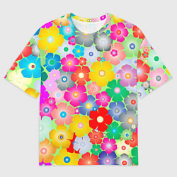 Футболка оверсайз мужская Цветочки фон, цвет: 3D-принт