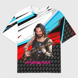 Футболка оверсайз мужская Cyberpunk2077 Johnny с гитарой, цвет: 3D-принт