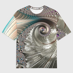 Мужская футболка оверсайз Fractal pattern Spiral Серебристый фрактал спираль