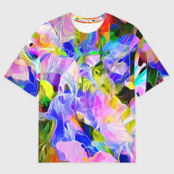Мужская футболка оверсайз Красочный цветочный узор Весна - Лето 2023 Colorfu