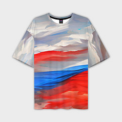 Мужская футболка оверсайз Флаг России в красках