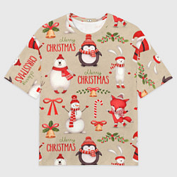 Футболка оверсайз мужская СЧАСТЛИВОГО РОЖДЕСТВА MERRY CHRISTMAS, цвет: 3D-принт
