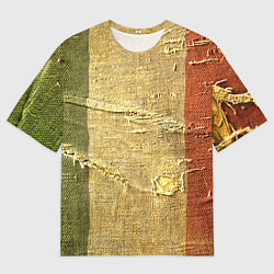 Мужская футболка оверсайз Флаг Италии Мешковина Flag of Italy Burlap