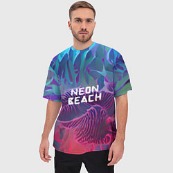 Футболка оверсайз мужская Neon beach, цвет: 3D-принт — фото 2