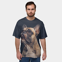 Футболка оверсайз мужская Голова французского бульдога, цвет: 3D-принт — фото 2