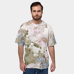 Футболка оверсайз мужская Цветы Английский Садовый Узор, цвет: 3D-принт — фото 2