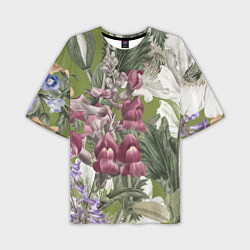 Мужская футболка оверсайз Цветы Ностальгический Весенний Узор