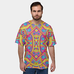 Футболка оверсайз мужская Разноцветный и яркий узор в дудл стиле, цвет: 3D-принт — фото 2