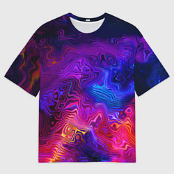 Футболка оверсайз мужская Цветные неоновые разводы на воде Авангард Colored, цвет: 3D-принт