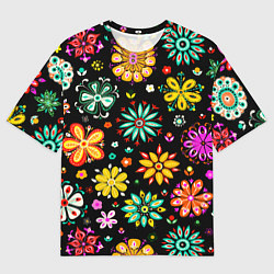 Мужская футболка оверсайз MULTICOLORED FLOWERS