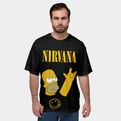Футболка оверсайз мужская NIRVANA ГОМЕР СИМПСОН, SIMPSONS, цвет: 3D-принт — фото 2