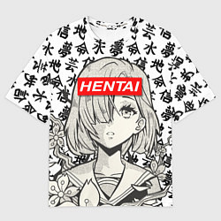 Мужская футболка оверсайз HENTAI SCHOOL GIRL ХЕНТАЙ ШКОЛЬНИЦА