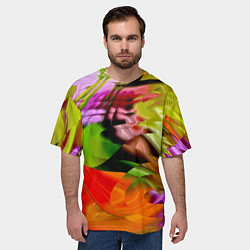 Футболка оверсайз мужская Разноцветная абстрактная композиция Лето Multi-col, цвет: 3D-принт — фото 2