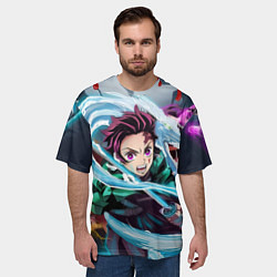 Футболка оверсайз мужская ТАНДЖИРО КЛИНОК, РАССЕКАЮЩИЙ ДЕМОНОВ DEMON SLAYER, цвет: 3D-принт — фото 2
