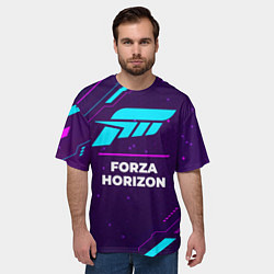 Футболка оверсайз мужская Символ Forza Horizon в неоновых цветах на темном ф, цвет: 3D-принт — фото 2