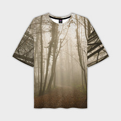 Мужская футболка оверсайз Туманный лес на восходе