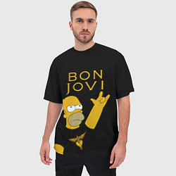 Футболка оверсайз мужская Bon Jovi Гомер Симпсон Рокер, цвет: 3D-принт — фото 2