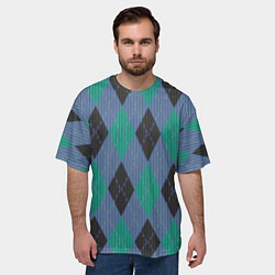 Футболка оверсайз мужская Стильный принт с ромбами, цвет: 3D-принт — фото 2