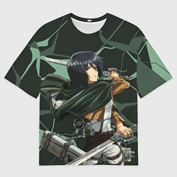 Футболка оверсайз мужская Микаса Аккерман из Атаки Титанов, цвет: 3D-принт