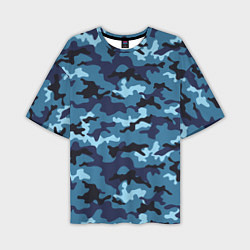 Мужская футболка оверсайз Камуфляж Тёмно-Синий Camouflage Dark-Blue