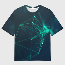 Футболка оверсайз мужская Зеленые абстрактные взаимосвязанные линии нейроны, цвет: 3D-принт