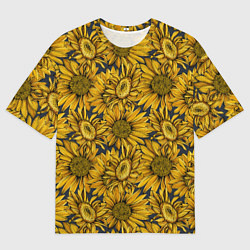 Футболка оверсайз мужская Цветы Подсолнечники, цвет: 3D-принт