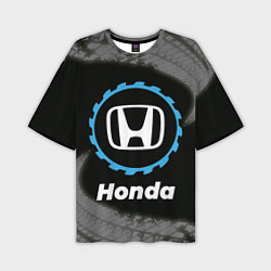 Футболка оверсайз мужская Honda в стиле Top Gear со следами шин на фоне, цвет: 3D-принт