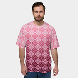 Футболка оверсайз мужская Розовый геометрический градиентный узор, цвет: 3D-принт — фото 2