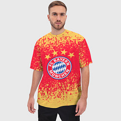 Футболка оверсайз мужская Bayern munchen красно желтый фон, цвет: 3D-принт — фото 2
