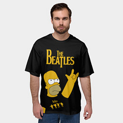 Футболка оверсайз мужская The Beatles Гомер Симпсон Рокер, цвет: 3D-принт — фото 2