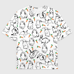Футболка оверсайз мужская Зайцы с морковками, цвет: 3D-принт