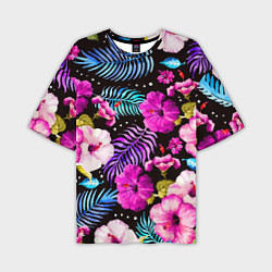 Футболка оверсайз мужская Floral pattern Summer night Fashion trend, цвет: 3D-принт