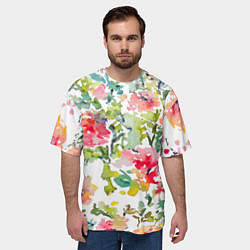 Футболка оверсайз мужская Floral pattern Watercolour Summer, цвет: 3D-принт — фото 2