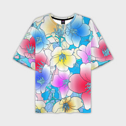 Мужская футболка оверсайз Летний цветочный паттерн Fashion trend 2025