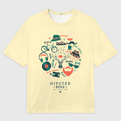 Футболка оверсайз мужская VINTAGE HIPSTER STYLE, цвет: 3D-принт