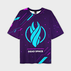 Футболка оверсайз мужская Символ Dead Space в неоновых цветах на темном фоне, цвет: 3D-принт