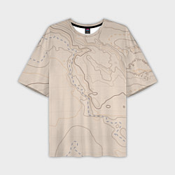Мужская футболка оверсайз Песчаная Топографическая Карта