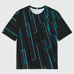 Мужская футболка оверсайз Неоновые стёкла - Голубой